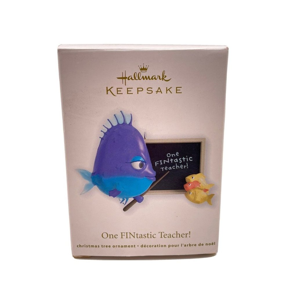 HALLMARK 2012 One FINtastic Teacher Ornament NEW IN BOX Handcrafted Purple